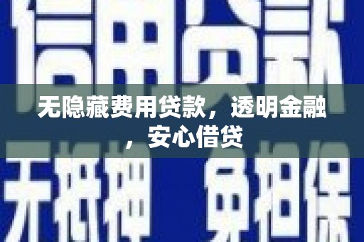 武穴无隐藏费用贷款，透明金融，安心借贷