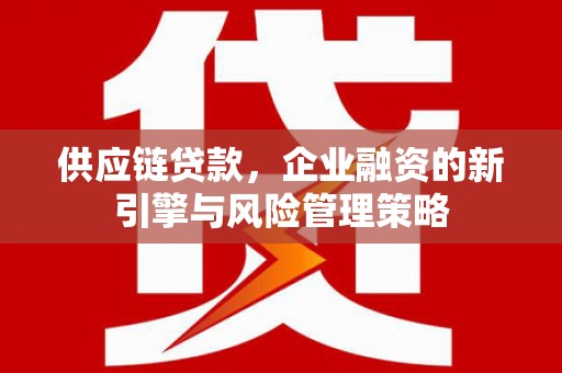 武穴供应链贷款，企业融资的新引擎与风险管理策略