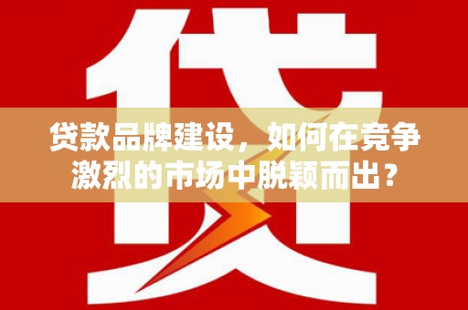 武穴贷款品牌建设，如何在竞争激烈的市场中脱颖而出？