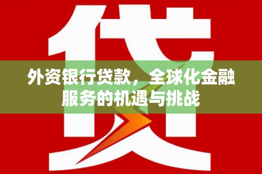 武穴外资银行贷款，全球化金融服务的机遇与挑战